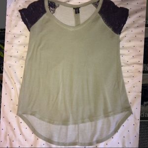 Torrid Green Black Lace Soft High Low T Shirt Top